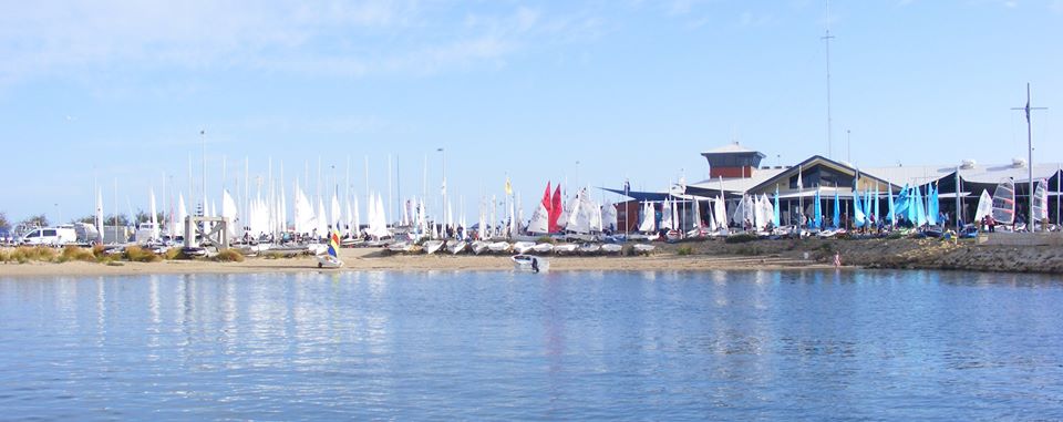 Mandurah Offshore Fishing and Sailing Club with dinghies on shore.jpg